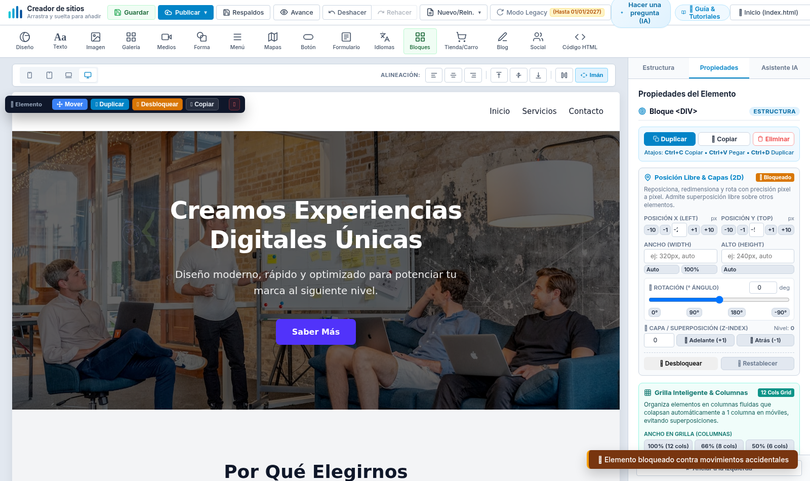 Elemento Bloqueado contra modificaciones