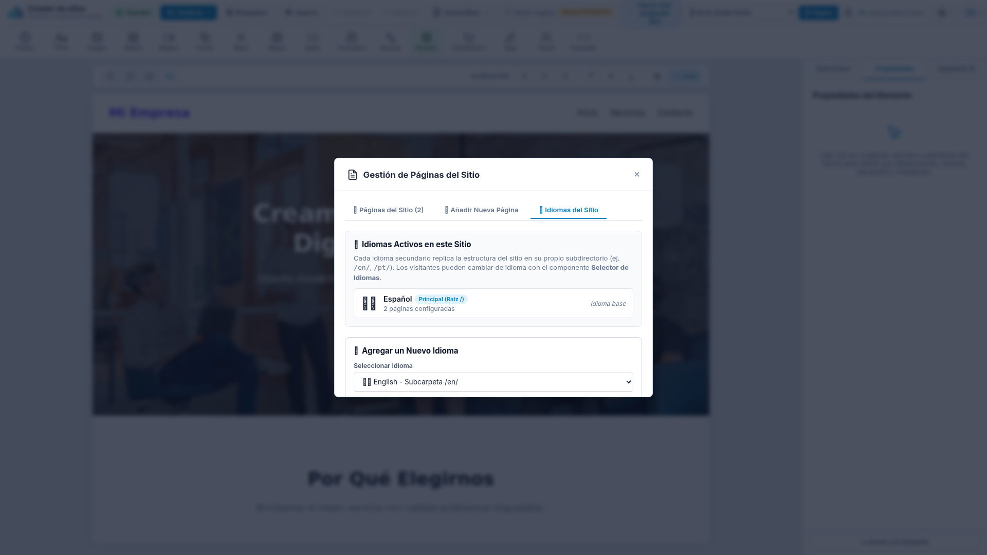 Modal de Gestión de Idiomas