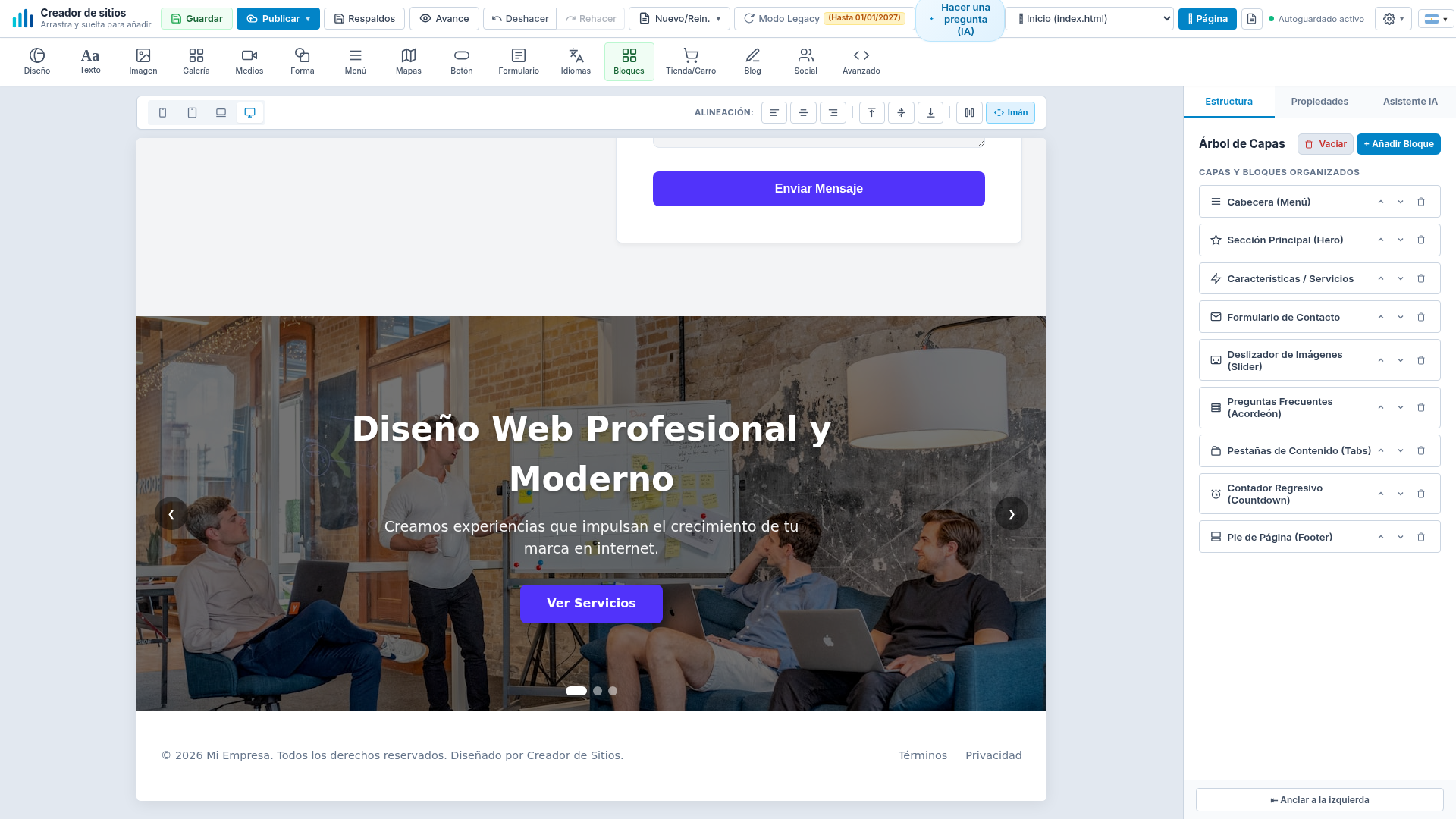 Componentes Interactivos en el Lienzo